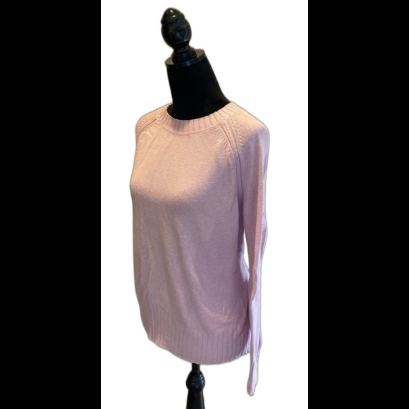 Old Navy Sweater Crewneck Oversized Large Pink Purple Hi Low Hem 55% Cotton - Picture 4 of 11